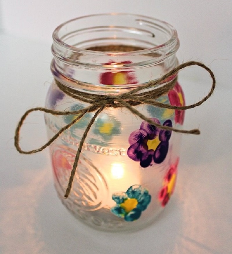 thumbprint mason jar candle holder