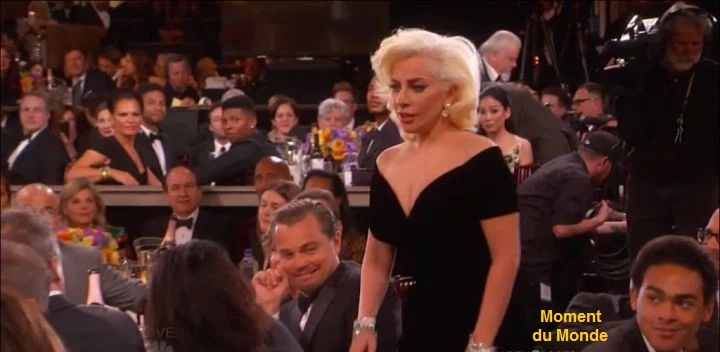 La réaction de Léonard DiCaprio devant le coup de Lady Gaga dans les Golden Globes 2016