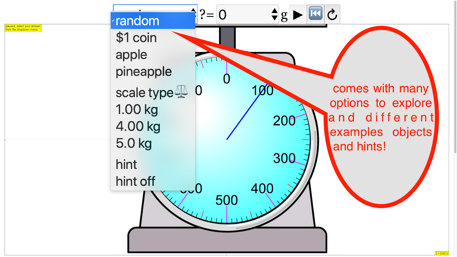 Mass Or Weighing Scale Model Javascript Simulation Applet Html5 Open Educational Resources Open Source Physics Singapore