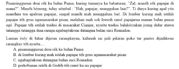 Kumpulan Soal Bahasa Sunda SMP Kelas 8 Semester Ganjil