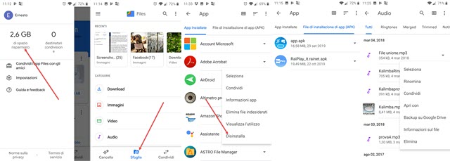 files di google per eliminare file superflui