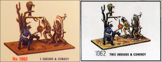 1062 Two Indians & Cowboy; Britains Copies; Britains Herald; Britains Mini Sets; Britains Piracies; Britians Minisets; Cowboys; Cowboys and Indians; Gig Indian Set; GIG Italy; Header Carded Bottle Bag; Hong Kong; Hong Kong Copies; Hong Kong Novelty; Hong Kong Piracy; Hong Kong Plastic Toy; Indian Novelty Toys; Indian Set; Indian Toy Figure; Indians; Made in Hong Kong; No 1062 2 Indians & Cowboy; No. 107; Small Scale World; smallscaleworld.blogspot.com; Toy Cowboy; Toy Indians; Vulture in Tree; Wild West Figures; Wild West Mini Set; Wild West Miniset;