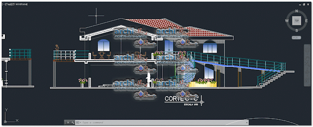 - Vertical projections of the project (sections ( Building school dining dwg 