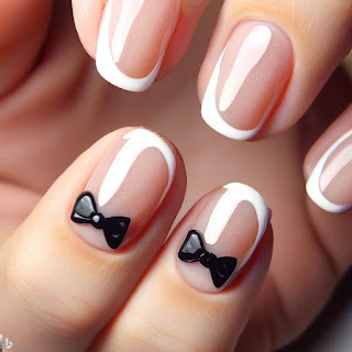 French bowtie manicure nail art design