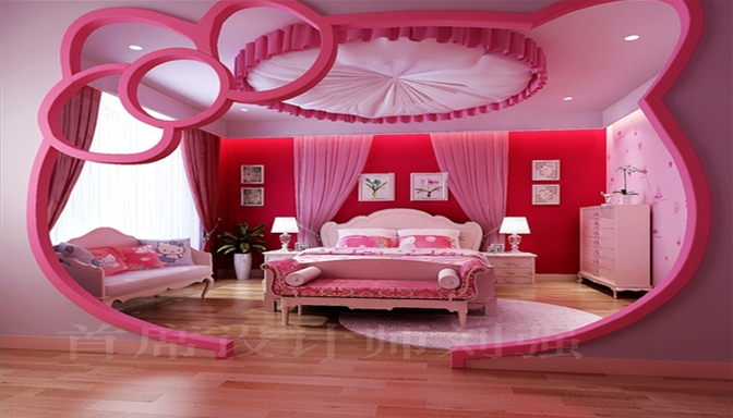 Gambar Kamar Tidur Hello Kitty Warna Pink Desain Kamar Anak Lucu 