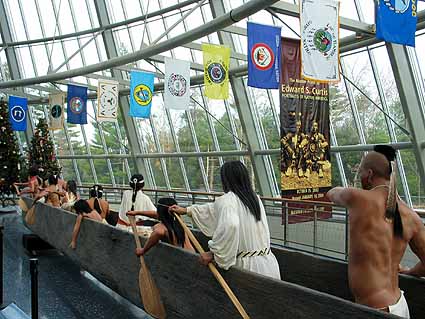 pequot native americans. Display in Pequot Museum Lobby