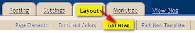 Layout Edit HTML in Blogger