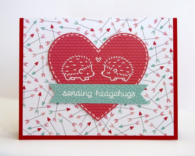 Lawn Fawn & Pebbles Sending Hedgehugs Valentine's Day card by Mendi Yoshikawa