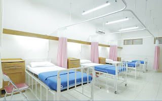 a hospital bay with beds