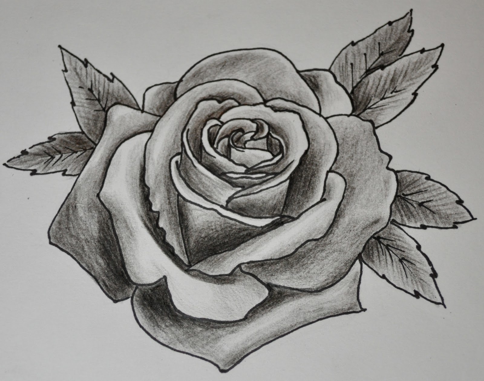 Black And White Shaded Flower Drawing