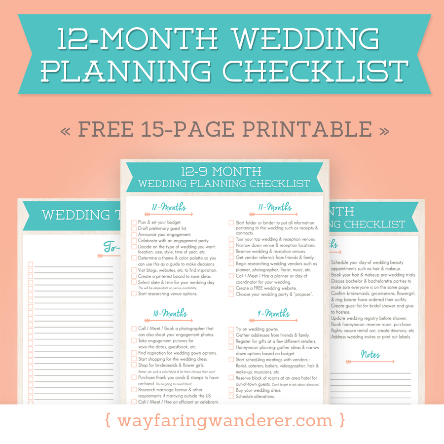 Wayfaring Wanderer 12Month Wedding Planning Checklist