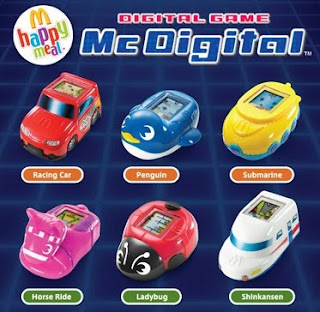 McDonalds McDigital Happy Meal Toys - racing car, penguin, submarine, horse ride, ladybug, shinkansen