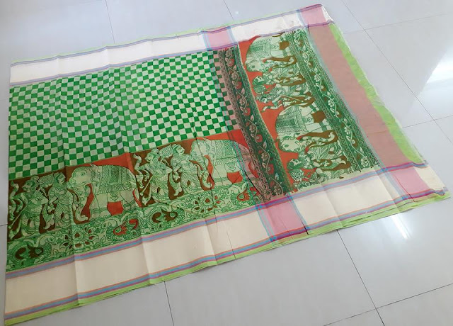 handloom cotton block printed sarees 