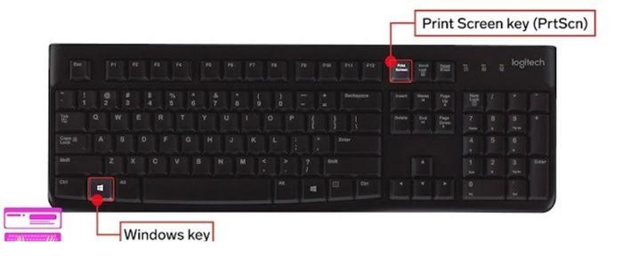 Print Screen + The Windows key