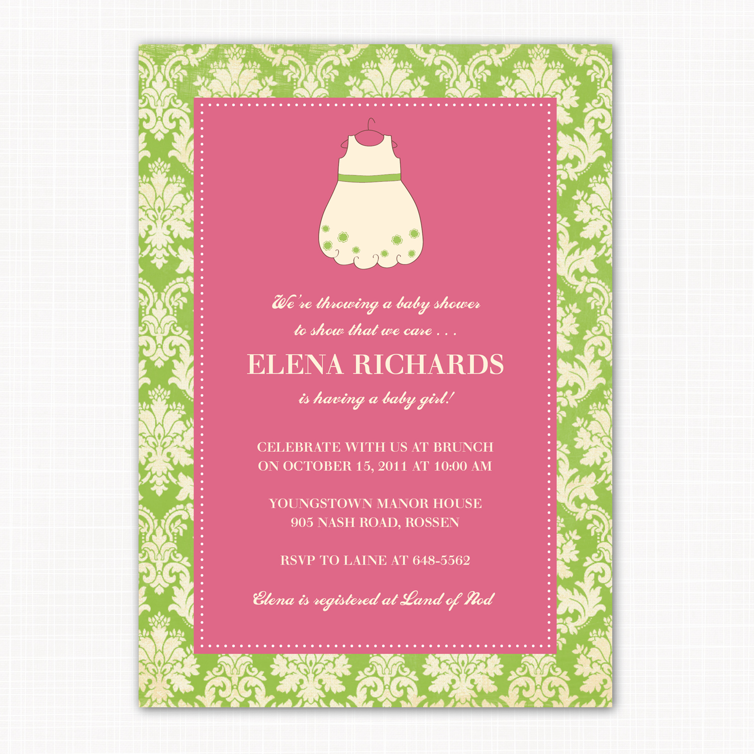 Modern baby girl shower invitations and birth announcements