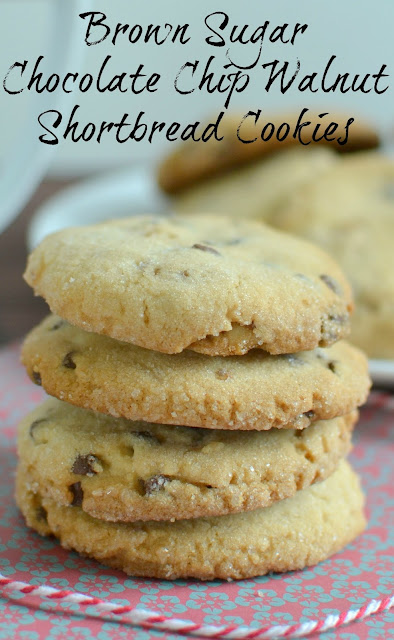 A delicious and buttery cookie that's great for cookie exchanges, holidays or even an after school snack! Brown Sugar Chocolate Chip Walnut Shortbread Cookies Recipe Plus 5 Best Holiday Chocolate Recipes from Hot Eats and Cool Reads