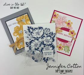 Three cards using the Blossoms in Bloom Bundle (Blossoms in Blooms set and Many Layered Blossoms dies).  Click the picture to go to blog for video!  #StampinUp #StampTherapist
