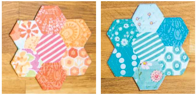 Scrappy Hexi Coasters. Patchwork 