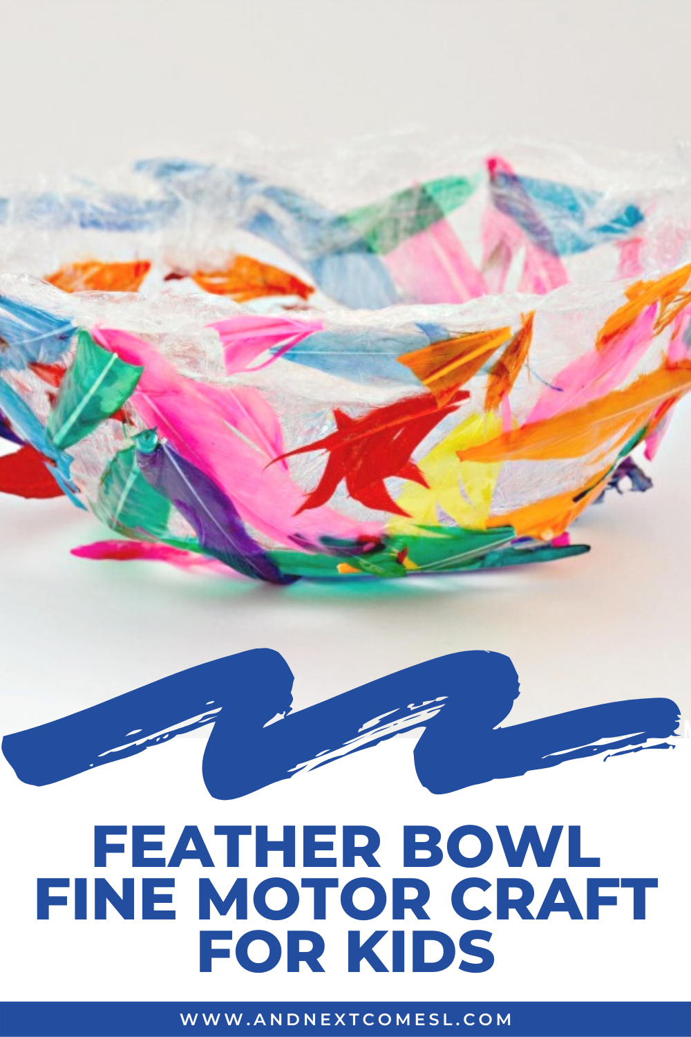 Feather bowl fine motor craft for kids