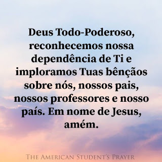 A Oração do Estudante Americano. Escrito pelo Conselho de Regentes de Nova York em 1951 para as Escolas do Estado de Nova York. Bl “Bendita é a nação cujo Deus é o Senhor; e o povo que ele escolheu para sua herança.” (Salmo 33:12) 