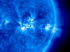 This is the sun photographed by an ultraviolet camera onboard NASA's STEREO spacecraft.