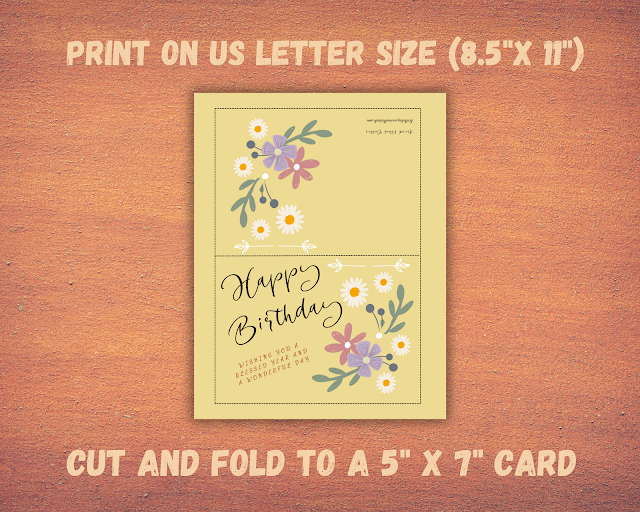 Birthday Card, Printable, Flowers,