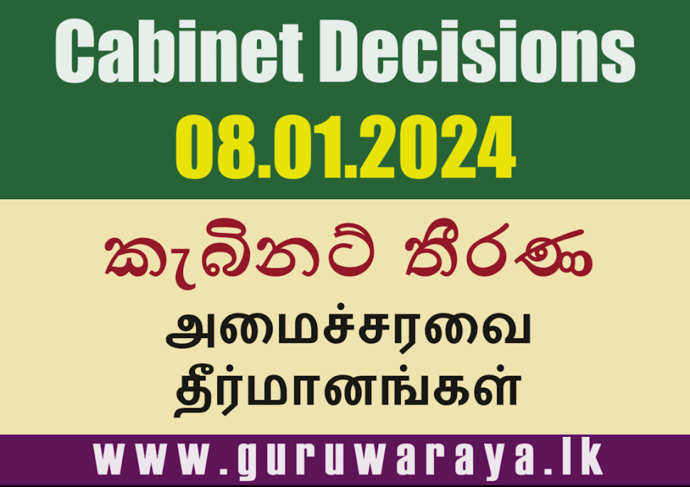 Cabinet Decisions - 08.01.024