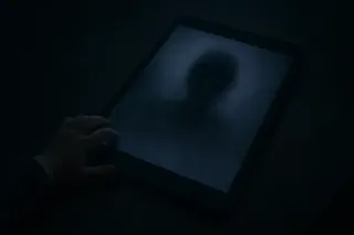 Faint shadow reaching from smartphone screen, representing 'The Glimmer' supernatural entity in a modern horror story