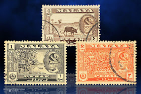 Setem Malaya 1957 - 1961 1 Cent, 2 Cents, 4 Cents