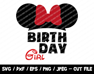 Birthday Girl SVG, Minnie Mouse Cut File, Instant Download, File For Cricut & Silhouette, Png, Minnie Silhouette, Disneyland Vinyl Cut File