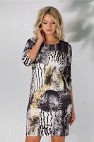 Rochie Zaria cu animal print si strasuri 