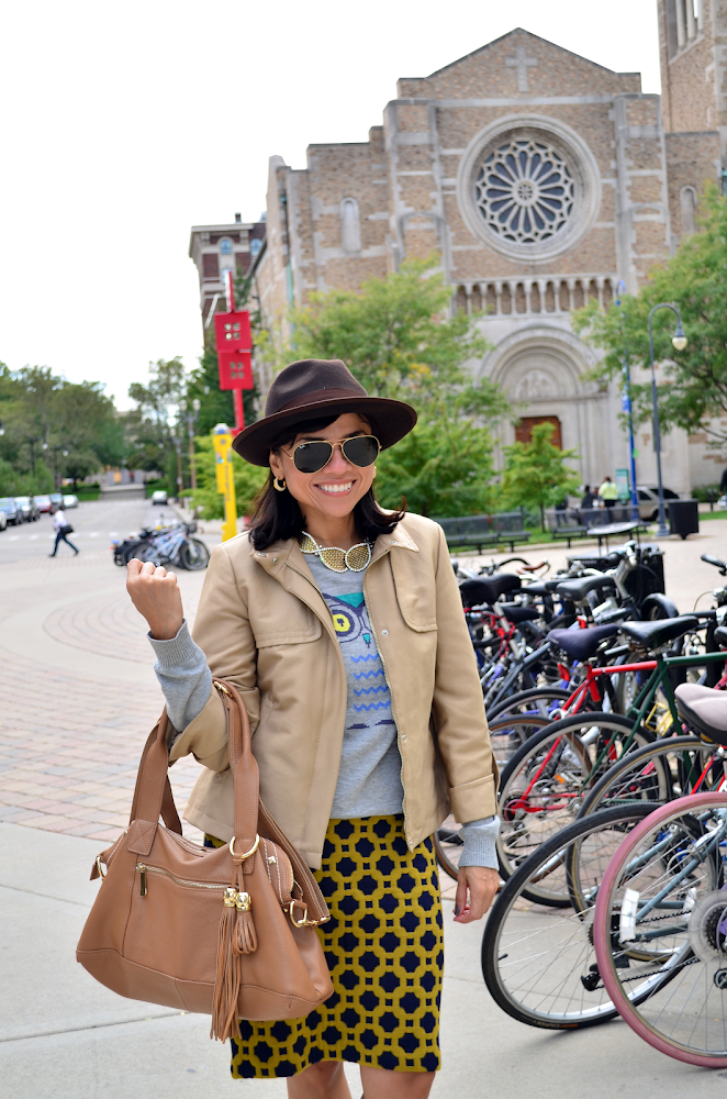 Printed pencil skirt