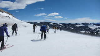 Strong winds at the top of China Bowl, heading toward Siberia Bowl.