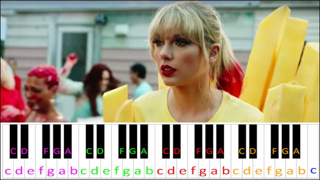 You Need To Calm Down by Taylor Swift Piano / Keyboard Easy Letter Notes for Beginners