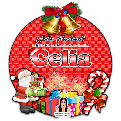 Nombre Celia - Cartelito por Navidad nombre navideño