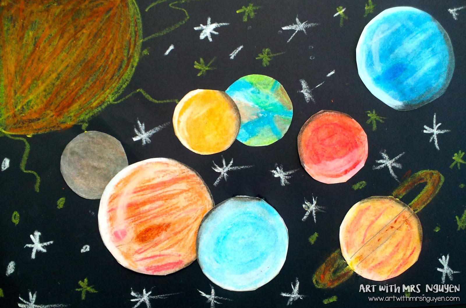 Oil Pastel Solar Systems 5th Art With Mrs Nguyen