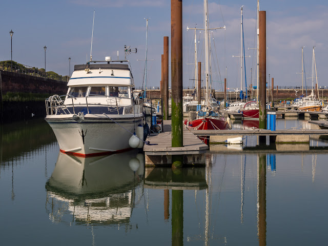 Photo of Ravensdale reflected in the still water at Maryport Marina on Monday