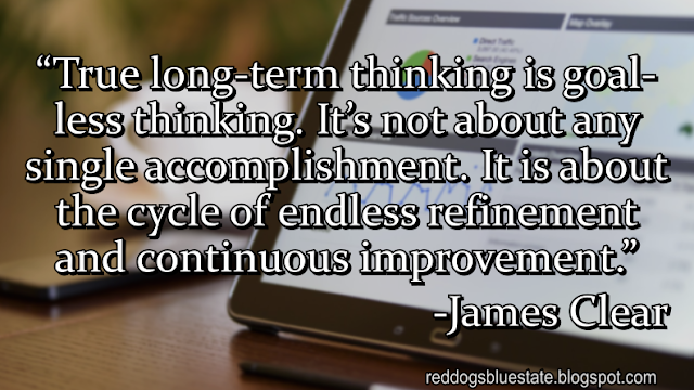 “True long-term thinking is goal-less thinking. It’s not about any single accomplishment. It is about the cycle of endless refinement and continuous improvement.” -James Clear