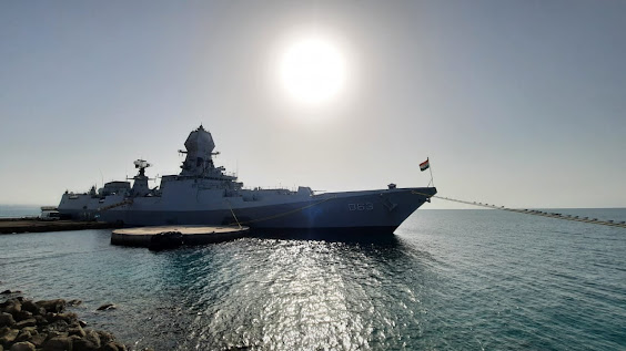 INS Kolkata visited Djibouti as part of an anti-piracy patrol by Indian Navy