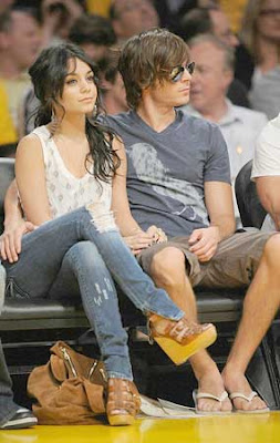 Vanessa Hudgens and Zac Efron The Lakers Game Pictures