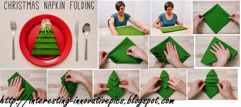 Simple Christmas tree napkin folding video tutorial  Interesting 