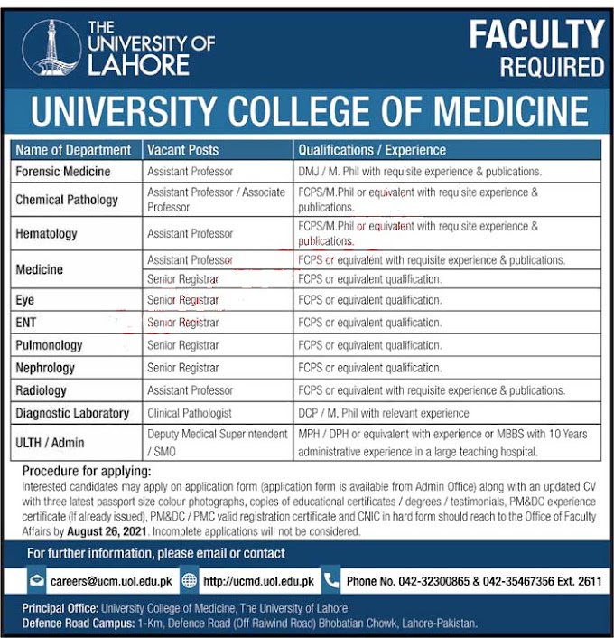 The University of Lahore UOL Today Latest Jobs 2021 |  www.uol.edu.pk