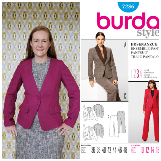 Burda 7286 fuchsia wool blazer www.loweryourpresserfoot.blogspot.com