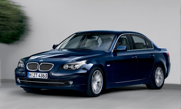 Blue BMW 5 Series Sedan