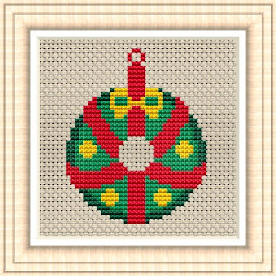 Small Christmas wreath cross stitch pattern