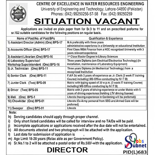 Situation Vacant At University of Engineering and Technology 2023