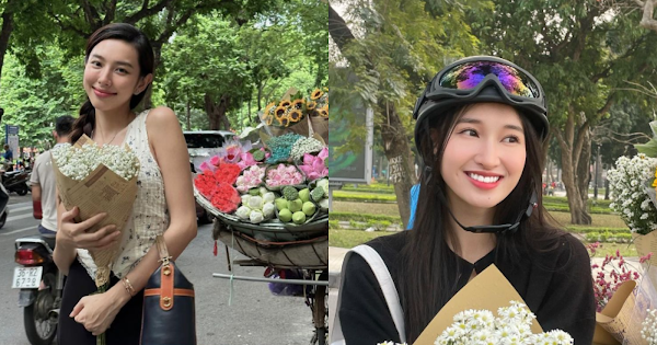 Dàn Hoa, Á hậu nhà Sen Vàng 'đọ sắc' cạnh xe hoa với trend chụp hình 'mùa thu Hà Nội'