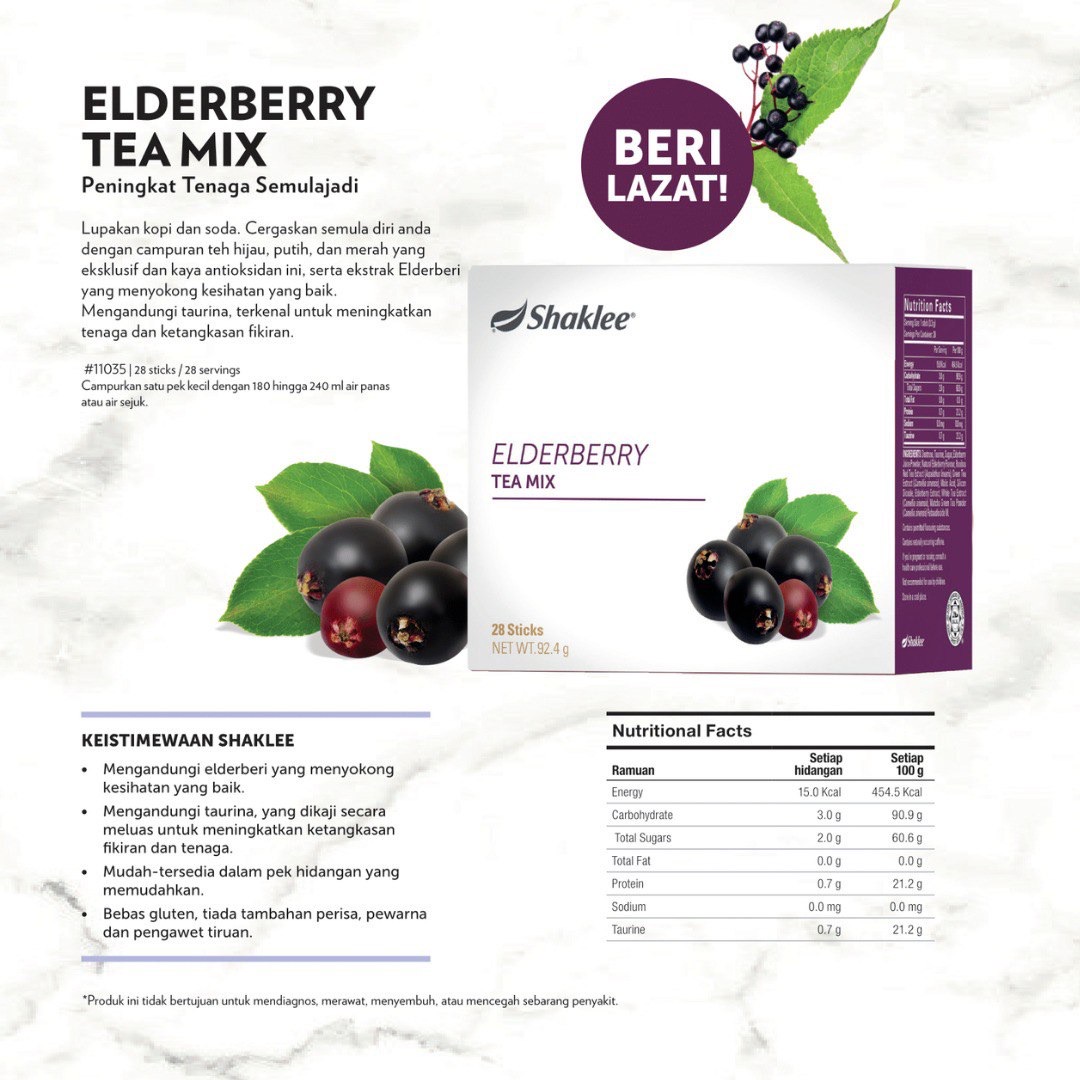 Elderberry Tea Mix Shaklee: Manfaat, Keistimewaan dan Testimoni Pengedar Shaklee Klang Readystock