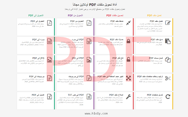 موقع pdf2go يحتوي على العديد من الخصائص التي من خلالها تستطيع تعديل وتحويل ملفات PDF