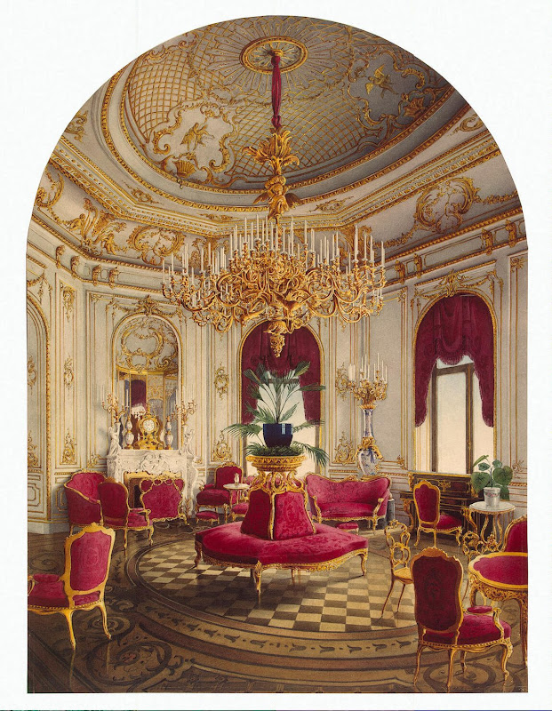 Palace of Count P. S. Stroganov. Corner Room by Jules Mayblum - Architecture, Interiors Drawings from Hermitage Museum